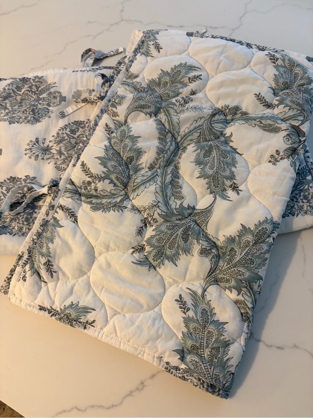 Pottery Barn Blue Motif Shani Reversible Standard Sham 26 X 20 Floral - SET OF 2